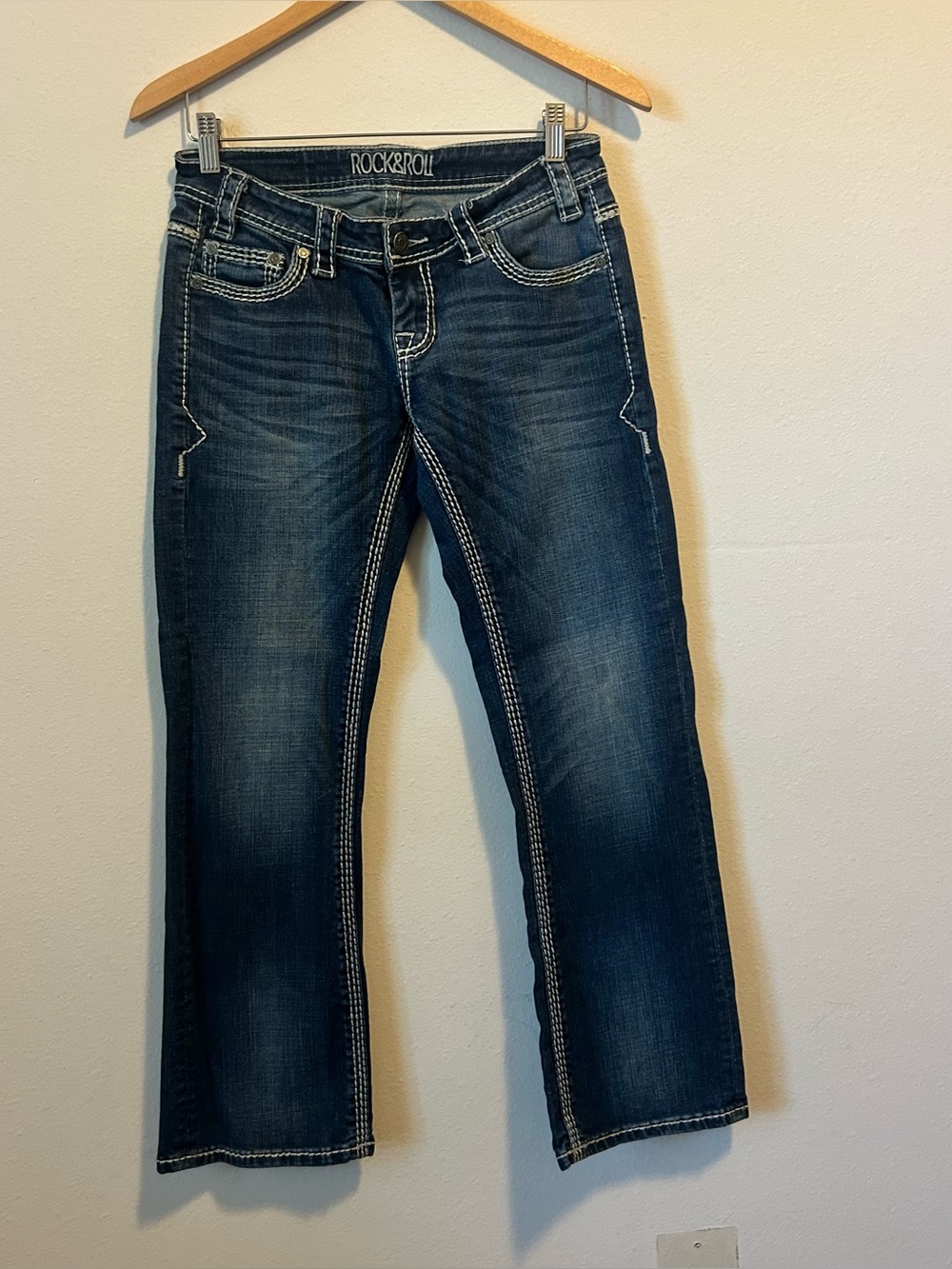 Rock&Roll Women’s 27x30 Dark Wash White Thread Riding Jeans